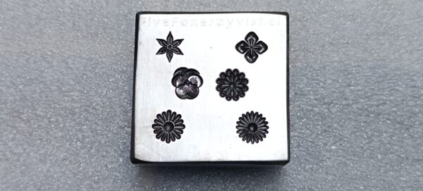 Flower shot plate, bead maker, granule mold, metal die, jewelry craft tool, silversmith, goldsmith, stamping die